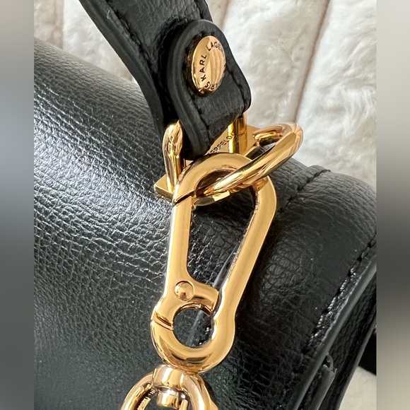 NWT KARL LAGERFELD PARIS Black Simone Flap Crossbody Purse w/ Dust Bag - Picture 9 of 15